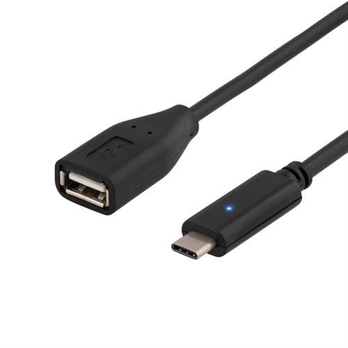 Deltaco USB-kabel, Typ C - Typ A ho, 2m, svart