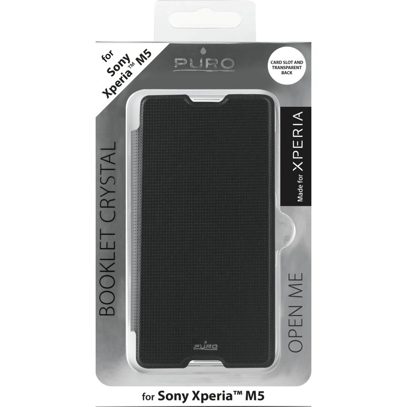 Puro Sony Xperia M5 Eco-Leath. Cover w/Flip/CardSlot Black - 6