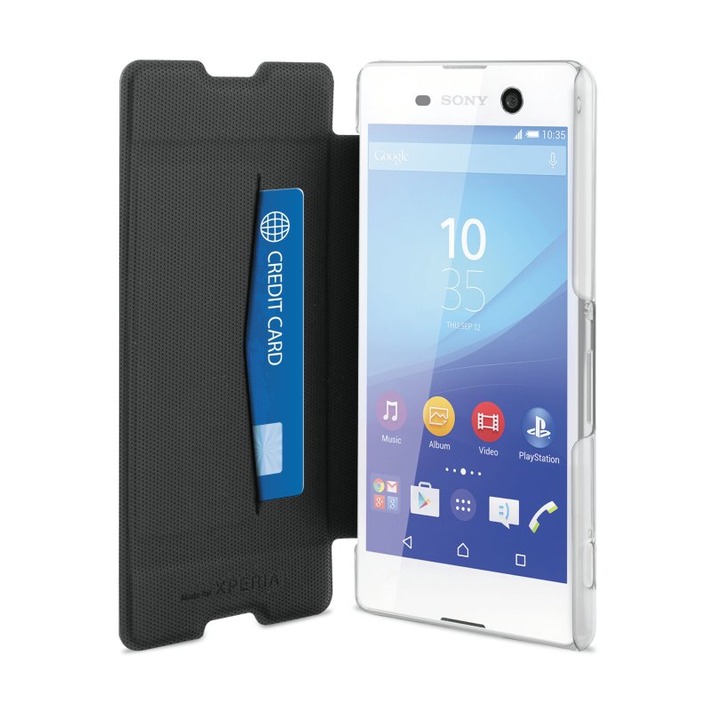 Puro Sony Xperia M5 Eco-Leath. Cover w/Flip/CardSlot Black - 2