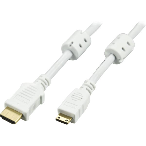 Deltaco HDMI-kabel, 2m, 4K, 3D, vit, Mini - Standard