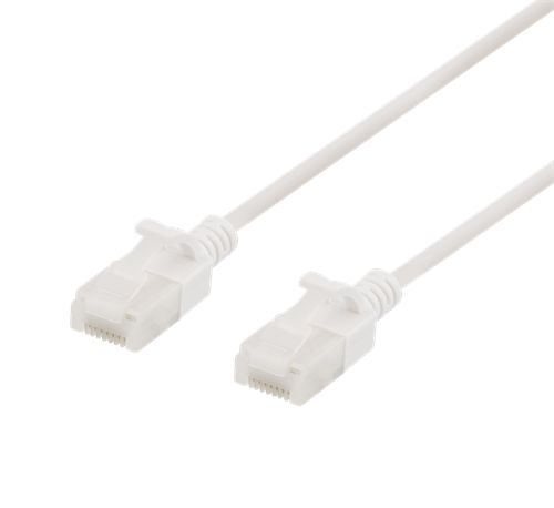 Deltaco U/UTP Cat6a patchkabel slim, 0,3m, vit
