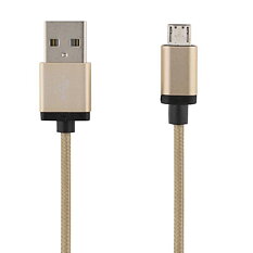 Deltaco Prime USB-kabel, tygklädd, Typ A ha - Micro B ha, 2m, guld
