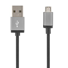 Deltaco Prime USB-kabel, tygklädd, Typ A ha - Micro B ha, 2m, svart
