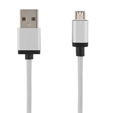 Deltaco Prime USB-kabel, tygklädd, Typ A ha - Micro B ha, 1m, silver
