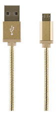 STREETZ USB-synk-/laddarkabel, metallklädd, 1m, Micro - Standard, guld