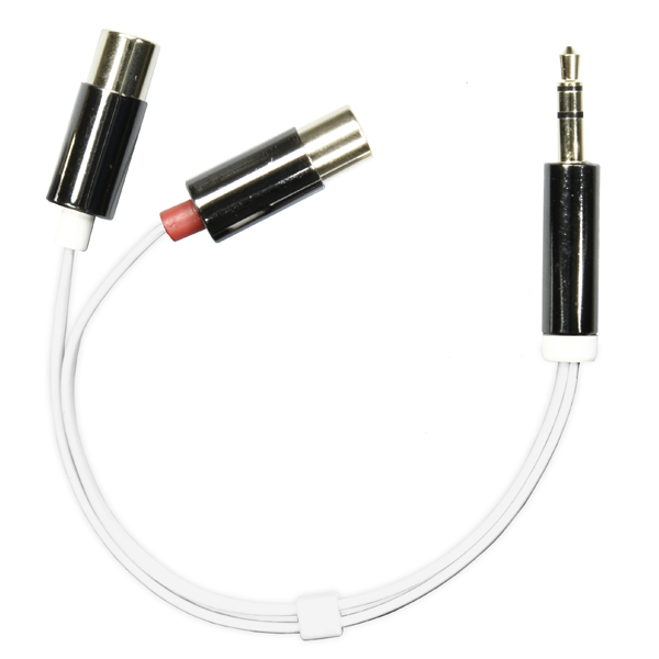Deltaco ljudadapter, 2xRCA hona till 3,5mm stereo hane, 0,1m, vit
