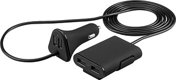 Goobay Quad billaddare 9,6 A, 4xUSB