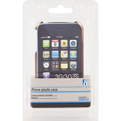 iPhone 3G/3Gs-kit med plastskal, skärmskydd och putsduk, metallic, brons - 2