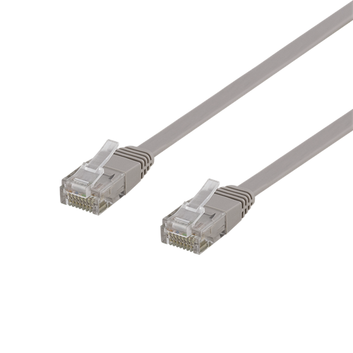 Deltaco U/UTP Cat6 patchkabel, flat, 2m, grå
