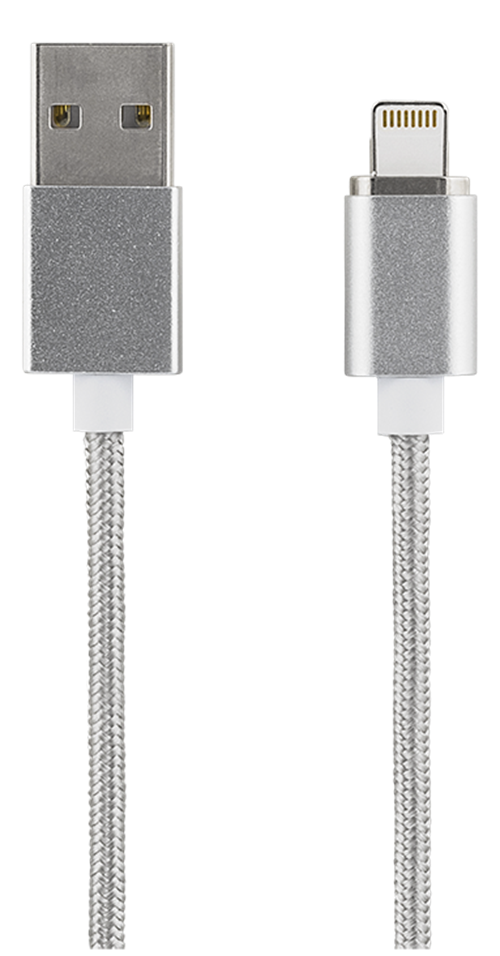 EPZI Magnetisk USB-synk/laddarkabel med Lightning-kontakt, USB-2.0, 2.4A, USB-A ha - Lightning ha, 1m, silver - 2