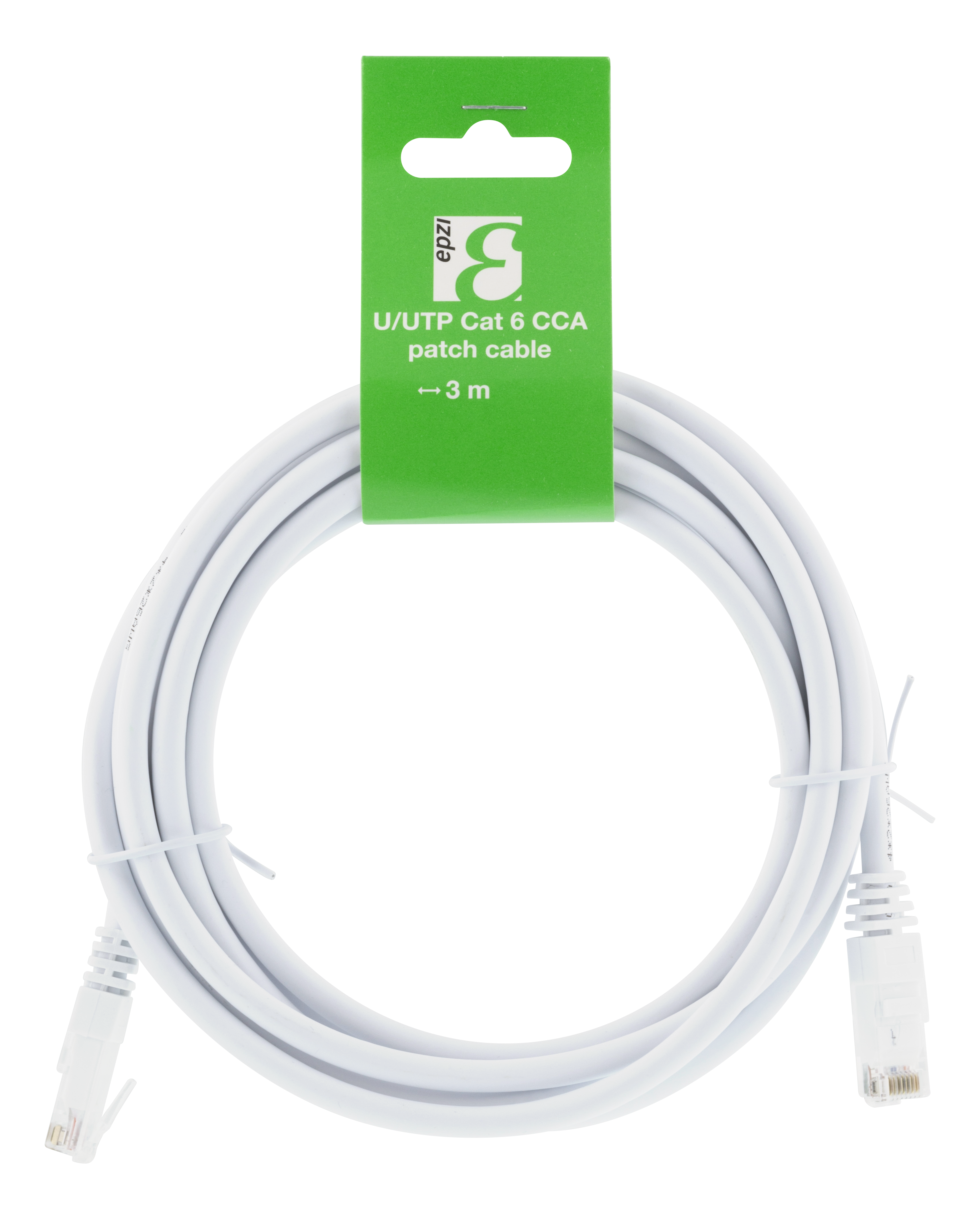 EPZI U/UTP Cat6 patchkabel, CCA, 3m, vit - 2