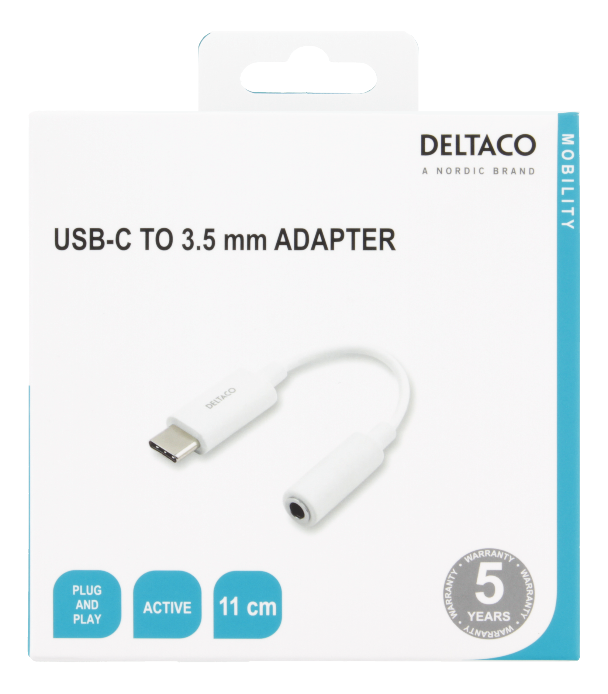DELTACO USB-C till 3,5 mm-adapter (DAC)