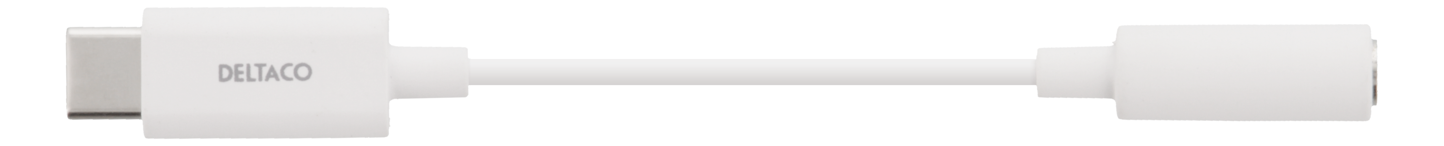 Deltaco USB-C till 3,5 mm adapter, stereo, aktiv, 11 cm, vit - 3