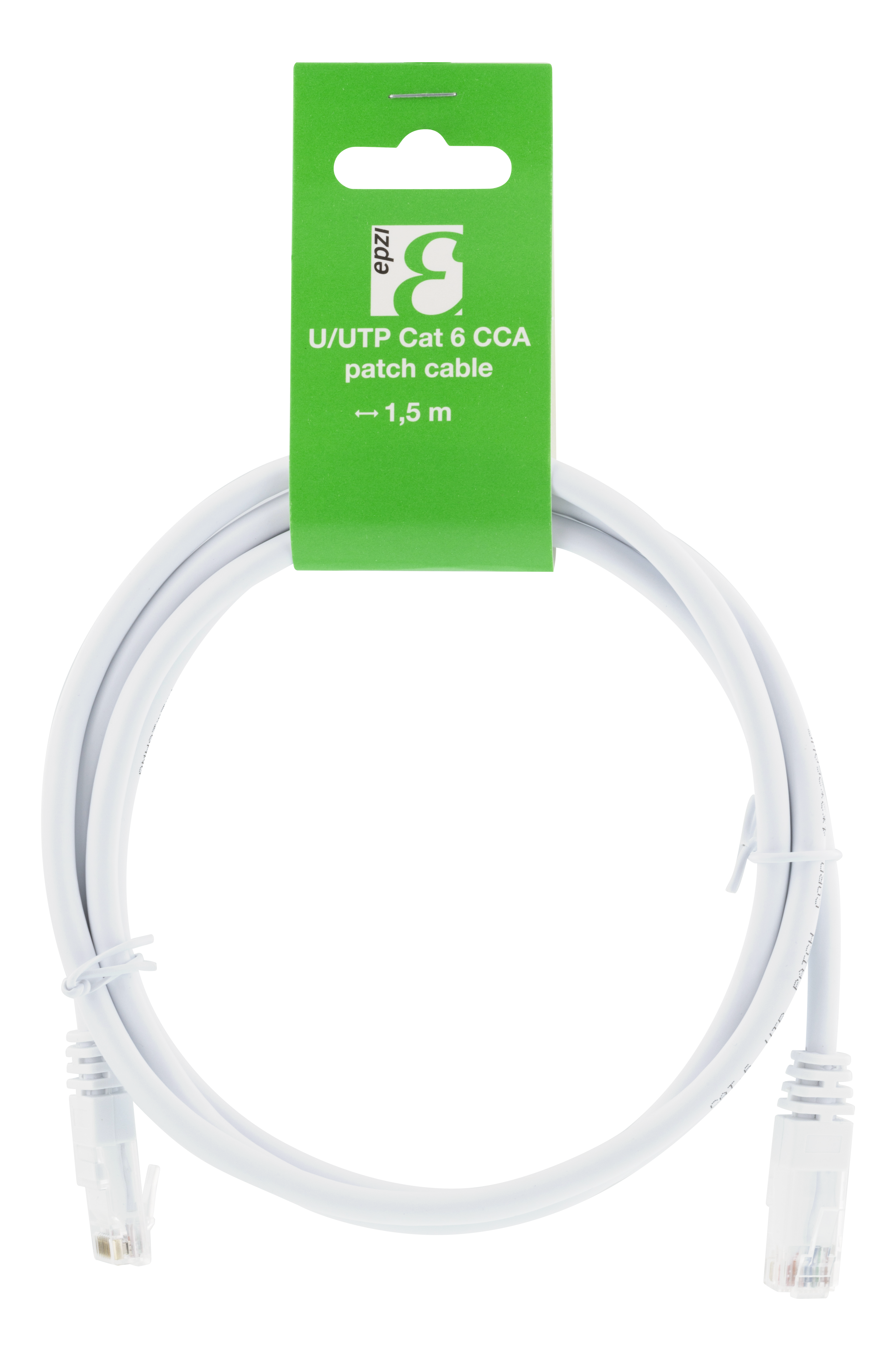 EPZI U/UTP Cat6 patchkabel, CCA, 1,5m, vit - 2