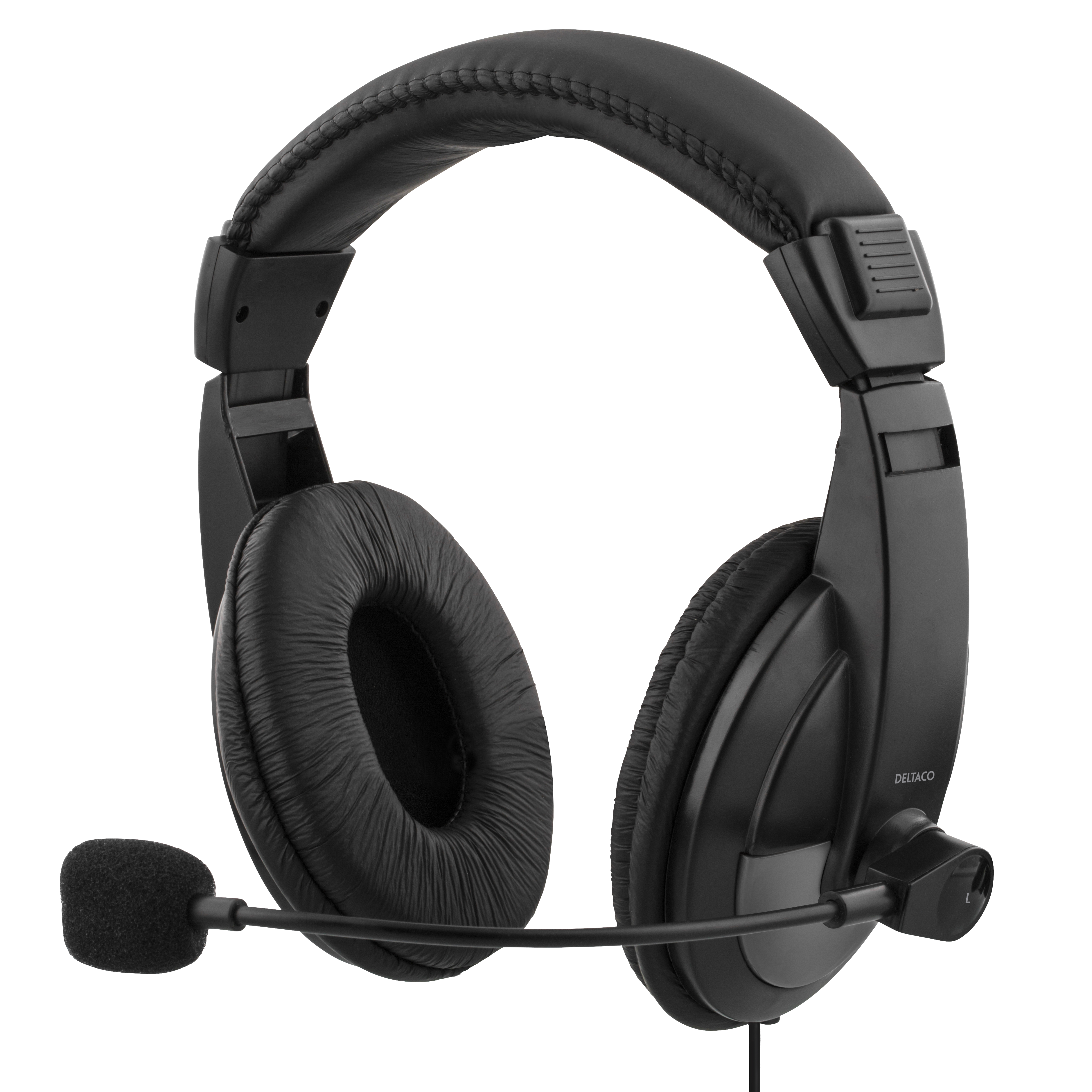 Deltaco USB stereo headset, 40 mm element, 32 ohm