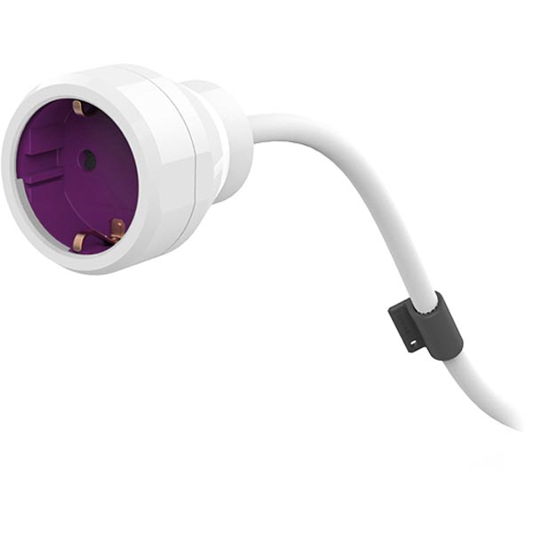 Allocacoc Power Extension - Skarvsladd med On/Off switch, 3 meter, vit/magenta