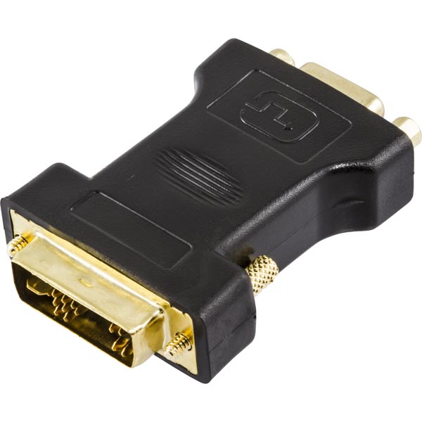 Deltaco DVI adapter analog DVI - analog VGA, ha - ho, svart