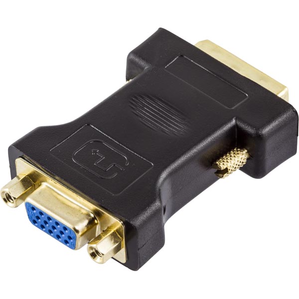 Deltaco DVI adapter analog DVI - analog VGA, ha - ho, svart - 2