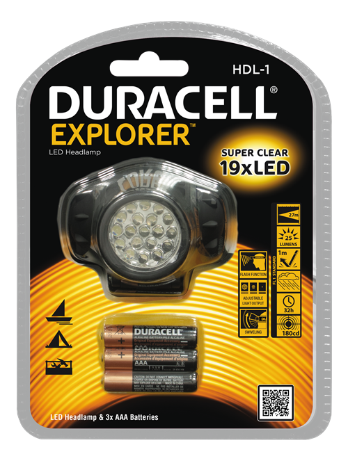 Duracell HDL-1 Explorer pannlampa, 4 olika ljuslägen, svart - 3