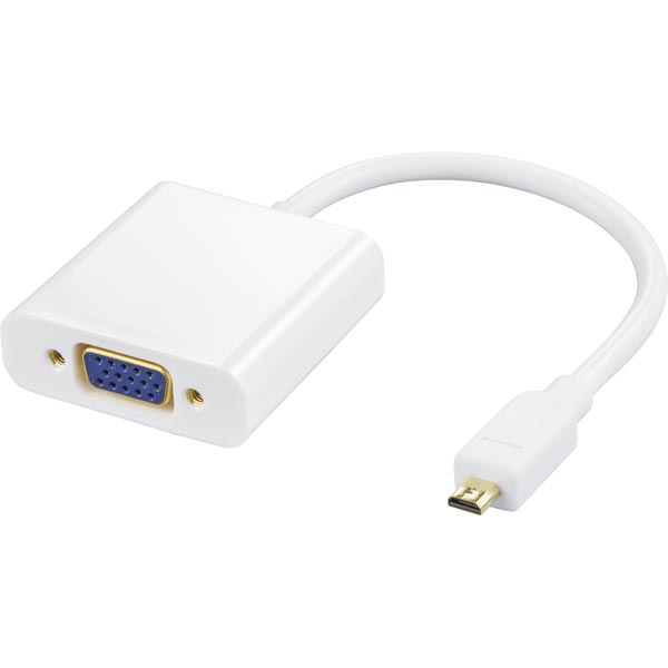 Deltaco mini HDMI till VGA-adapter, 0,2m, vit - 2
