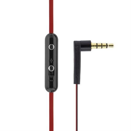 STREETZ in-ear hörlurar med mikrofon, volymkontroll och svarsknapp, trasselfri, 1,2m kabel, röd/svart - 2