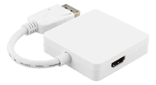 Deltaco, DisplayPort till DVI/HDMI/DisplayPort adapter, Ultra HD i 60Hz, 0,2m, vit - 2