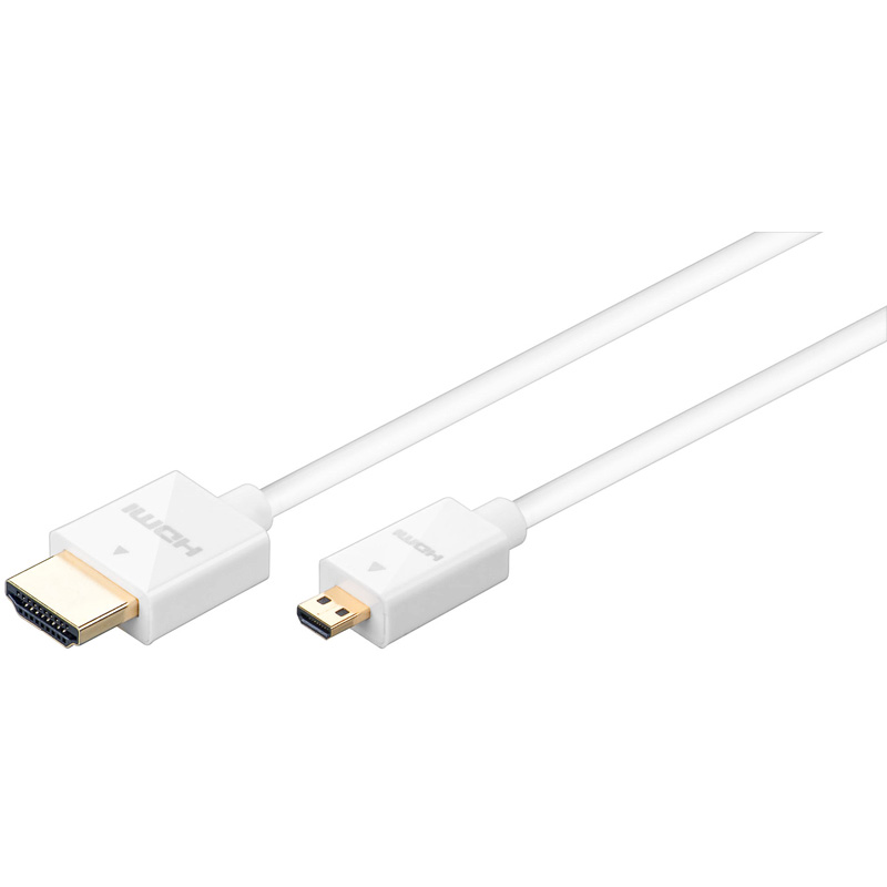 Goobay HDMI-kabel, 0,75m, 4K, 3D, vit, Micro - Standard
