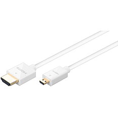 Goobay HDMI-kabel, 0,75m, 4K, 3D, vit, Micro - Standard