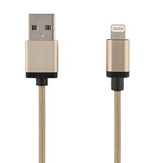 Deltaco USB Typ A ha - Lightning ha, tygklädd, MFi, 1m, guld