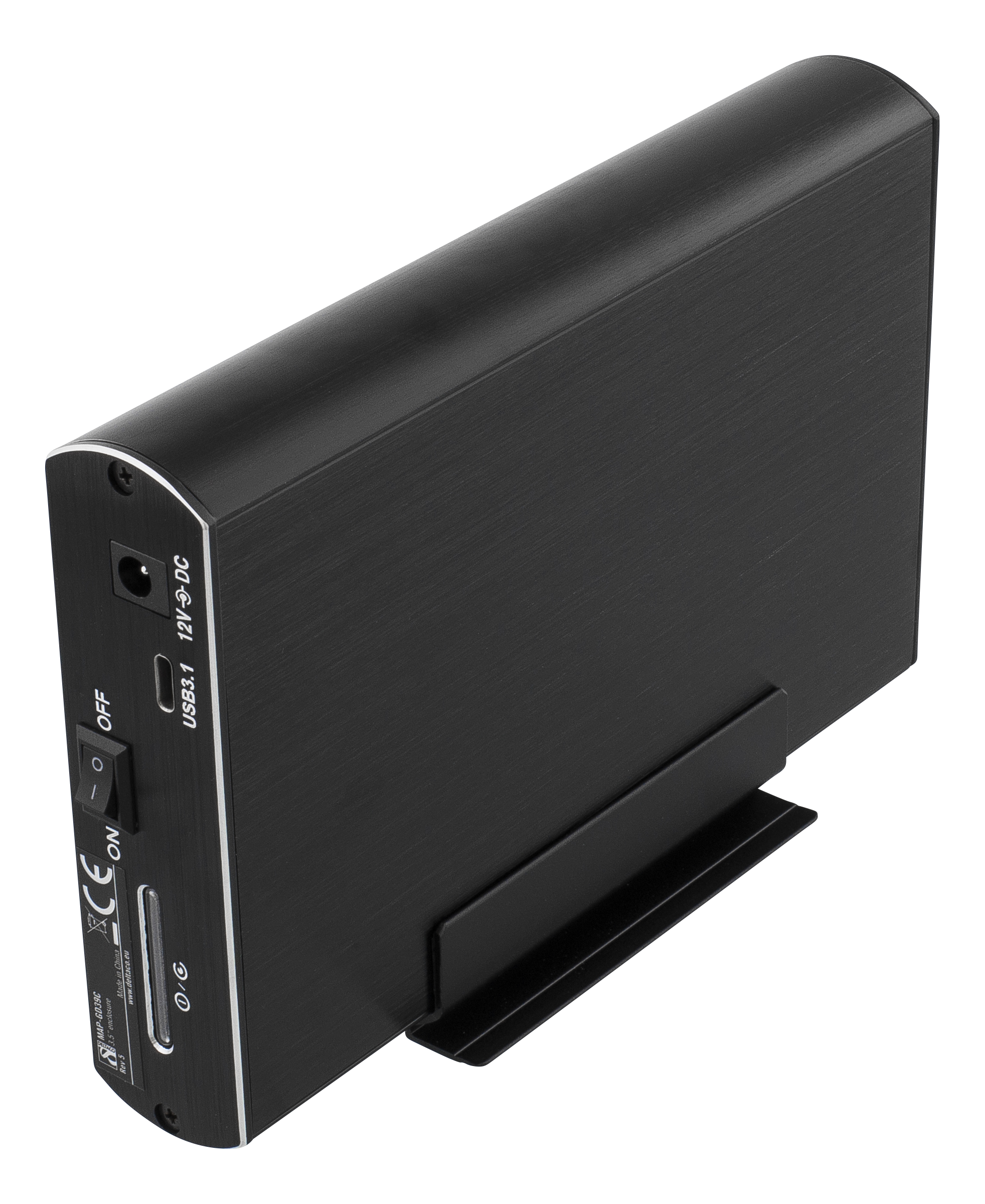Deltaco externt kabinett för 1x3,5" SATA-hårddisk, USB-C, USB 3.1 Gen 2, SATA 6Gb/s, svart - 2