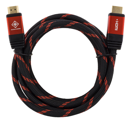 Deltaco Gaming HDMI-kabel, 2m, 4K i 60Hz, 18 Gbps, tygbeklädd kabel, svart/röd - 2