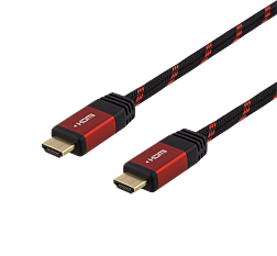 Deltaco Gaming HDMI-kabel, 2m, 4K i 60Hz, 18 Gbps, tygbeklädd kabel, svart/röd