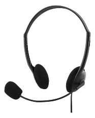 Deltaco headset med mikrofon och volymkontroll, 2m kabel, svart