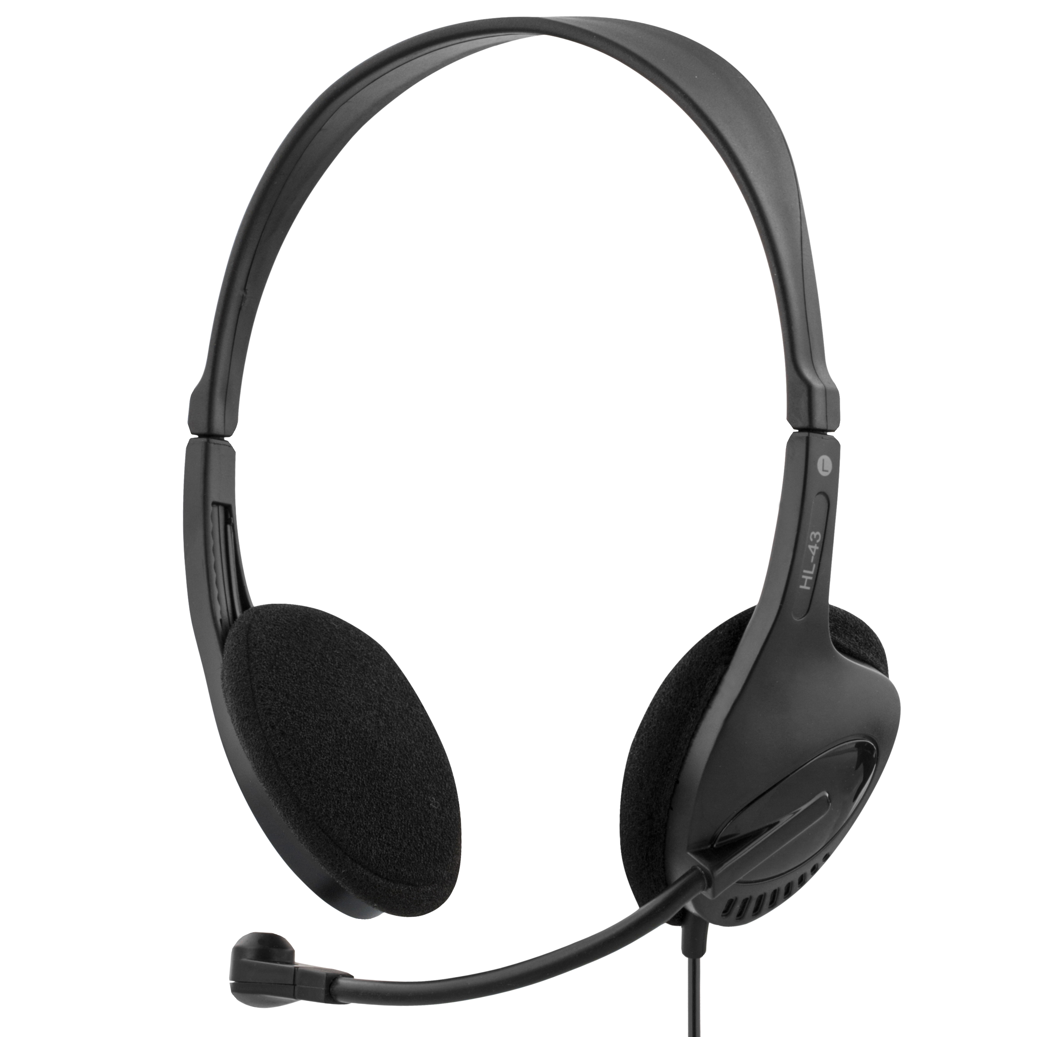 DELTACO headset, sluten, 32 Ohm, volymkontroll på kabeln, 3,5mm, 2,5m kabel