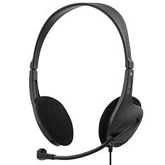 DELTACO headset, sluten, 32 Ohm, volymkontroll på kabeln, 3,5mm, 2,5m kabel