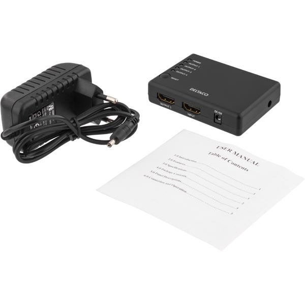 Deltaco Prime HDMI High Speed-splitter, till fyra skärmar - 4