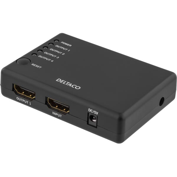 Deltaco Prime HDMI High Speed-splitter, till fyra skärmar