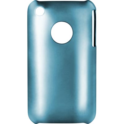 Plastskal till iPhone 3G/3Gs, transparent skärmskydd, rengöringsduk, kromad blå