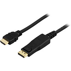 Deltaco DisplayPort till HDMI monitorkabel med ljud, 2m, svart