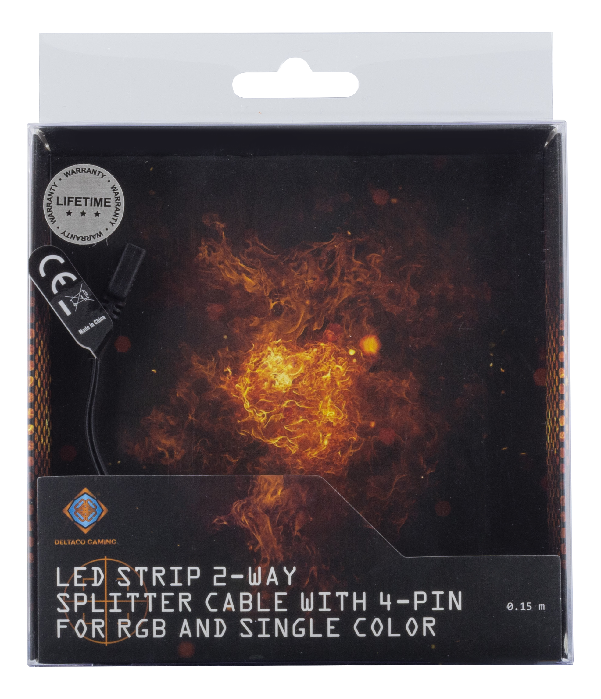 Deltaco Gaming  LED Strip 2-vägs splitterkabel, 0,15m, svart - 2