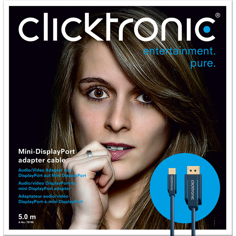 Clicktronic Mini DisplayPort till DisplayPort med ljud, 5m - 5