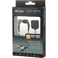 Dexim Y-adapter för ljud med ett par in-ear öronsnäckor, svart
