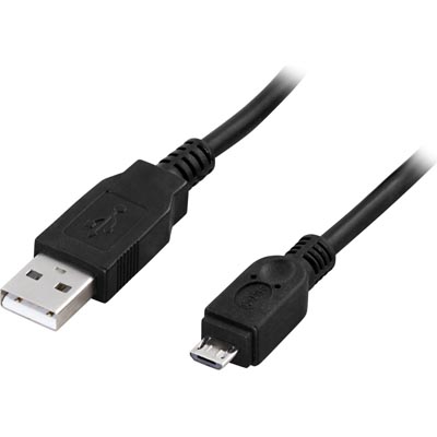 Deltaco USB-kabel, Typ A ha - Typ Micro B ha, spiralkabel, 1m, svart - 2