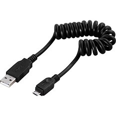 Deltaco USB-kabel, Typ A ha - Typ Micro B ha, spiralkabel, 1m, svart