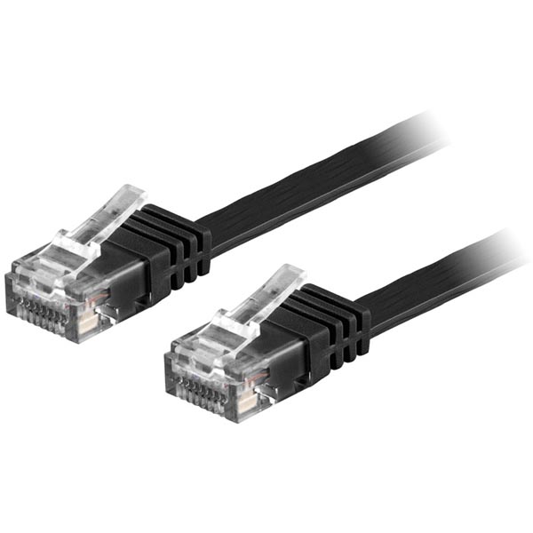 Deltaco U/UTP Cat6 patchkabel, flat, 5m, svart