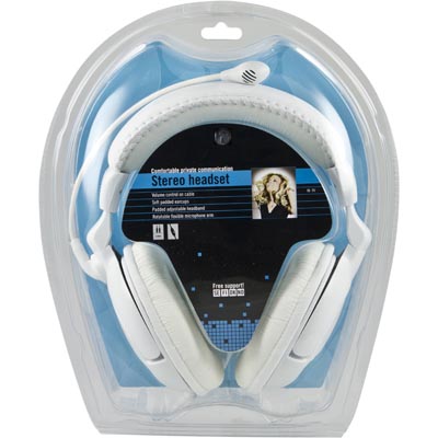 DELTACO headset med mikrofon och volymkontroll, vit - 3