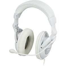 DELTACO headset med mikrofon och volymkontroll, vit