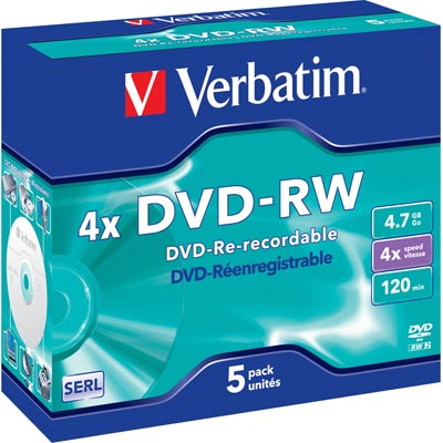 Verbatim DVD-RW 4x, 5 pack