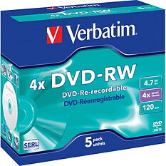Verbatim DVD-RW 4x, 5 pack