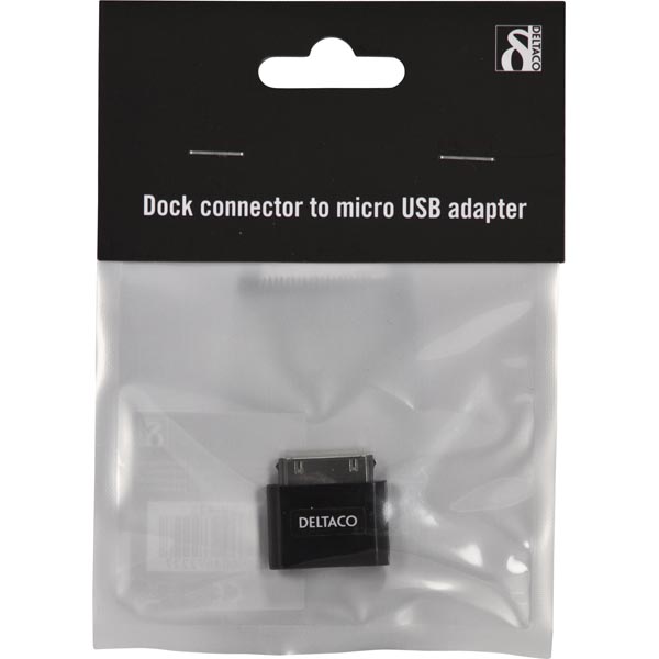 Deltaco USB till Apple-adapter Typ Micro-B ho till dockkontakt ha, svart - 3